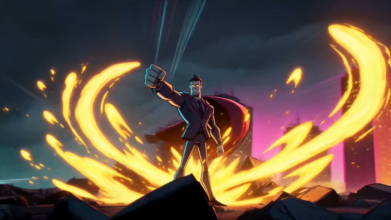 The Riskmaster gazes at a golden Bitcoin and a rising skyline